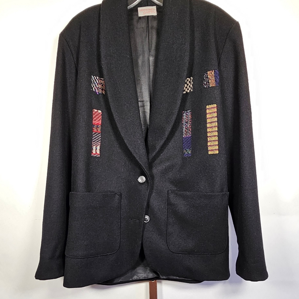 Deborah Cross wool embroidered southwest Goth blazer riding jacket  XL